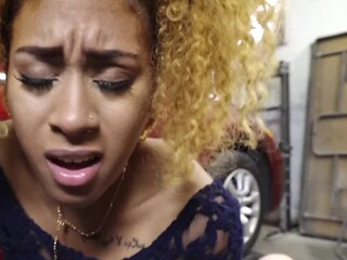 Kendall Woods' boyfriend has no money so he goes to look for an ATM. The cock-hungry Ebony slut realizes that it's a perfect chance to enjoy a strong penis of the real man deep inside her pussy.